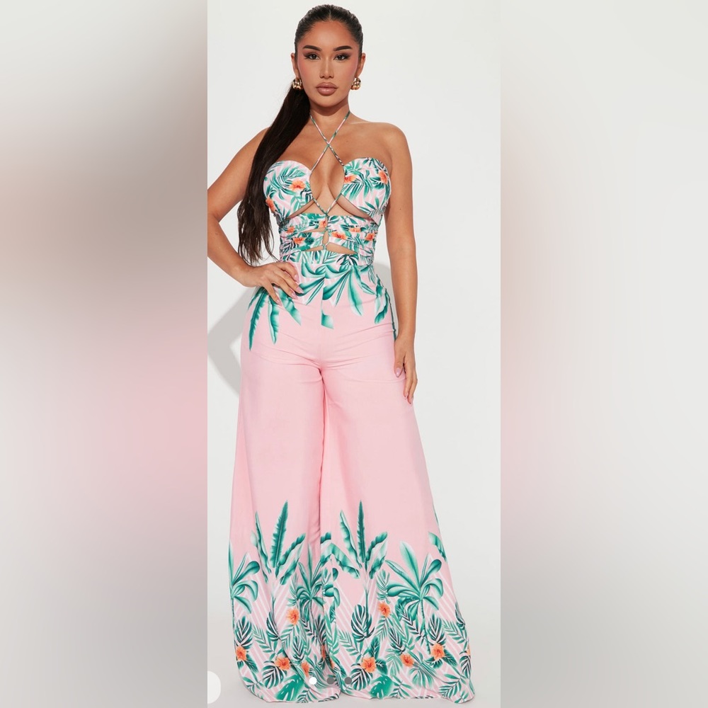 Maui Nights Halter Jumpsuit Fashion Nova New